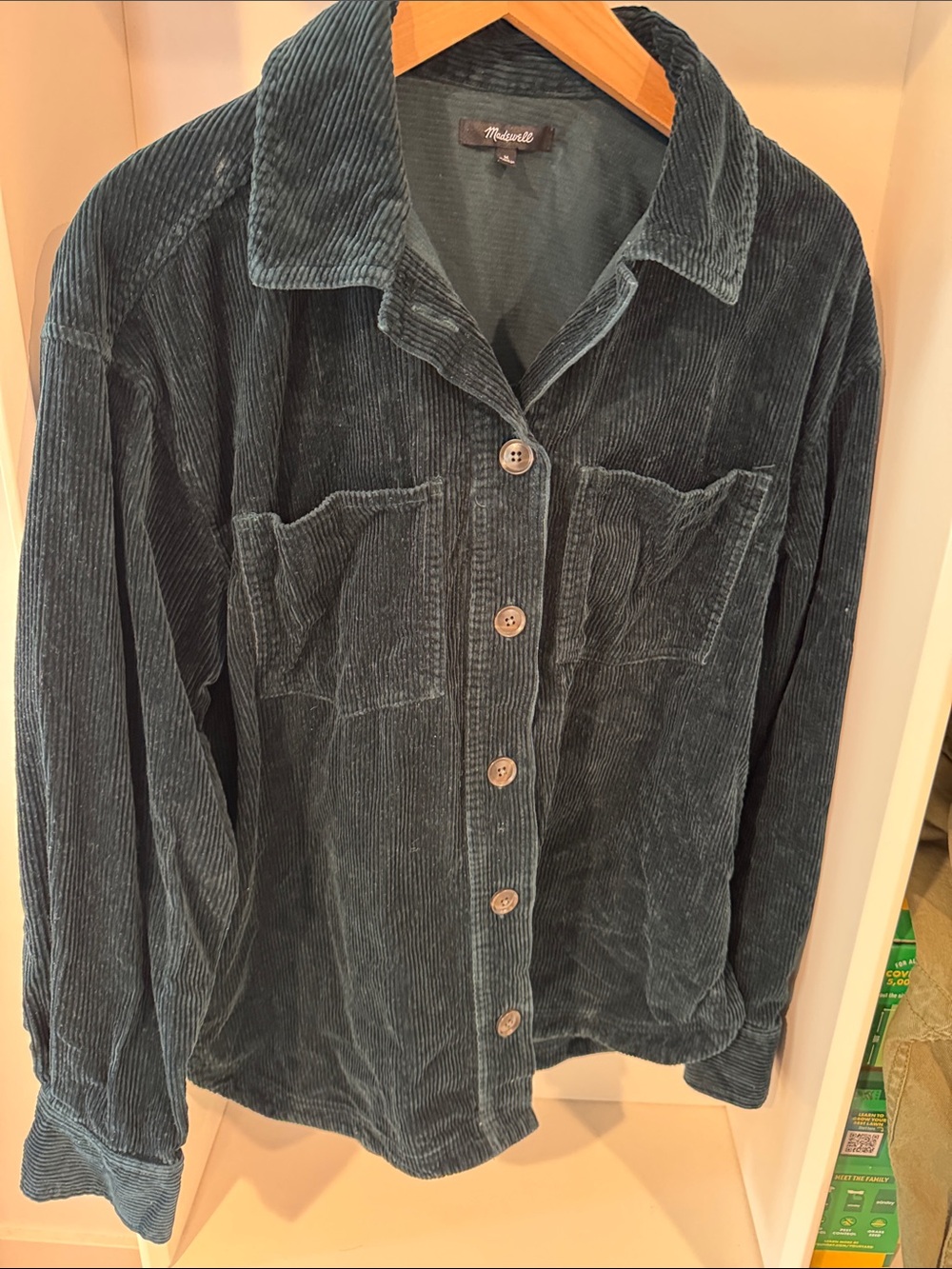 Madewell Teal Corduroy Button-Front Jacket
